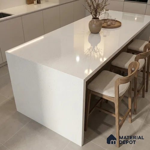 Belina Quartz QR 00355 Frosted Pearl Mini Jumbo Helsinki Series 10.53 ft x 4.79 ft Quartz - 20 mm | 10 Years and Replacement Warranty | Suitable for Kitchen, Restaurant, Counter Tops, Dining, Reception, office