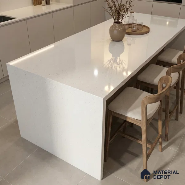 Belina Quartz QR 00355 Frosted Pearl Mini Jumbo Helsinki Series 10.53 ft x 4.79 ft Quartz - 20 mm | 10 Years and Replacement Warranty | Suitable for Kitchen, Restaurant, Counter Tops, Dining, Reception, office