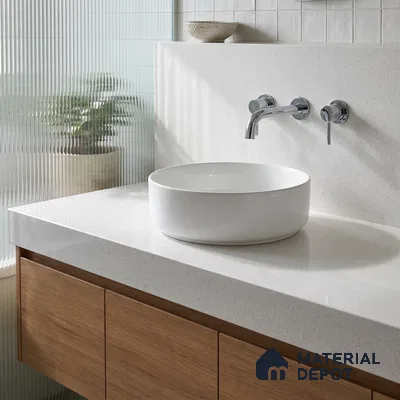 Belina Quartz QR 00356 B Frosted Linen Jumbo Helsinki Series 10.83 ft x 5.41 ft Quartz - 20 mm | 10 Years and Replacement Warranty | Suitable for Kitchen, Restaurant, Counter Tops, Dining, Reception, office