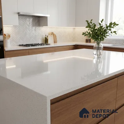 Belina Quartz QR 00356 B Frosted Linen Jumbo Helsinki Series 10.83 ft x 5.41 ft Quartz - 20 mm | 10 Years and Replacement Warranty | Suitable for Kitchen, Restaurant, Counter Tops, Dining, Reception, office