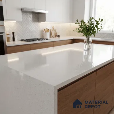 Belina Quartz QR 00356 Frosted Linen Mini Jumbo Helsinki Series 10.53 ft x 4.79 ft Quartz - 20 mm | 10 Years and Replacement Warranty | Suitable for Kitchen, Restaurant, Counter Tops, Dining, Reception, office