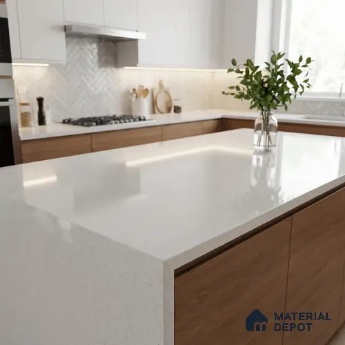 Belina Quartz QR 00356 Frosted Linen Mini Jumbo Helsinki Series 10.53 ft x 4.79 ft Quartz - 20 mm | 10 Years and Replacement Warranty | Suitable for Kitchen, Restaurant, Counter Tops, Dining, Reception, office