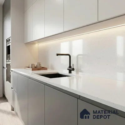 Belina Quartz QR 00357 Frosted Aura Mini Jumbo Helsinki Series 10.53 ft x 4.79 ft Quartz - 20 mm | 10 Years and Replacement Warranty | Suitable for Kitchen, Restaurant, Counter Tops, Dining, Reception, office