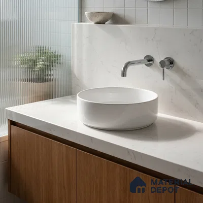 Belina Quartz QR 00358 Polar Veil Mini Jumbo Helsinki Series 10.53 ft x 4.79 ft Quartz - 20 mm | 10 Years and Replacement Warranty | Suitable for Kitchen, Restaurant, Counter Tops, Dining, Reception, office