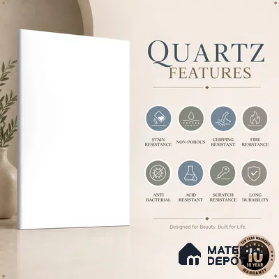 Belina Quartz QR 00358 Polar Veil Mini Jumbo Helsinki Series 10.53 ft x 4.79 ft Quartz - 20 mm | 10 Years and Replacement Warranty | Suitable for Kitchen, Restaurant, Counter Tops, Dining, Reception, office
