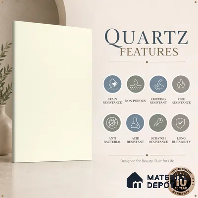Belina Quartz QR 00359 Almond Mist Mini Jumbo Helsinki Series 10.53 ft x 4.79 ft Quartz - 20 mm | 10 Years and Replacement Warranty | Suitable for Kitchen, Restaurant, Counter Tops, Dining, Reception, office