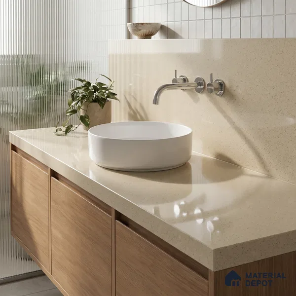 Belina Quartz QR 00360 Sable Mist Mini Jumbo Helsinki Series 10.53 ft x 4.79 ft Quartz - 20 mm | 10 Years and Replacement Warranty | Suitable for Kitchen, Restaurant, Counter Tops, Dining, Reception, office