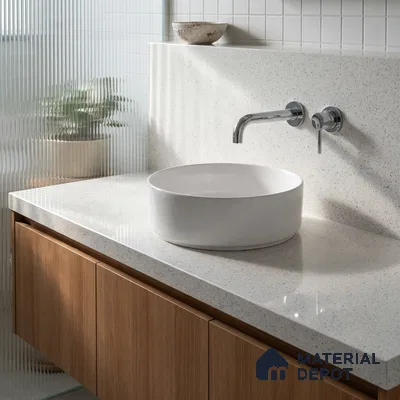 Belina Quartz QR 00361 B Frosted Pebble Jumbo Helsinki Series 10.83 ft x 5.41 ft Quartz - 20 mm | 10 Years and Replacement Warranty | Suitable for Kitchen, Restaurant, Counter Tops, Dining, Reception, office