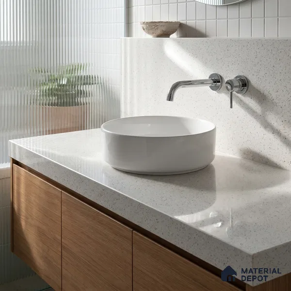 Belina Quartz QR 00361 Frosted Pebble Mini Jumbo Helsinki Series 10.53 ft x 4.79 ft Quartz - 20 mm | 10 Years and Replacement Warranty | Suitable for Kitchen, Restaurant, Counter Tops, Dining, Reception, office