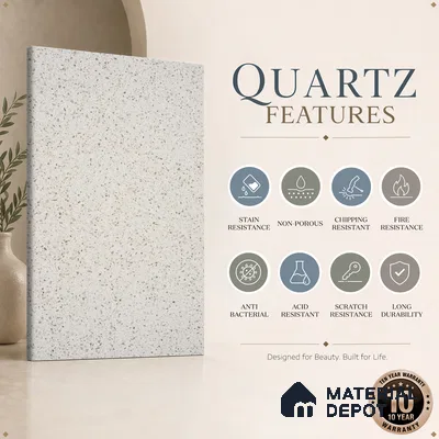 Belina Quartz QR 00361 Frosted Pebble Mini Jumbo Helsinki Series 10.53 ft x 4.79 ft Quartz - 20 mm | 10 Years and Replacement Warranty | Suitable for Kitchen, Restaurant, Counter Tops, Dining, Reception, office