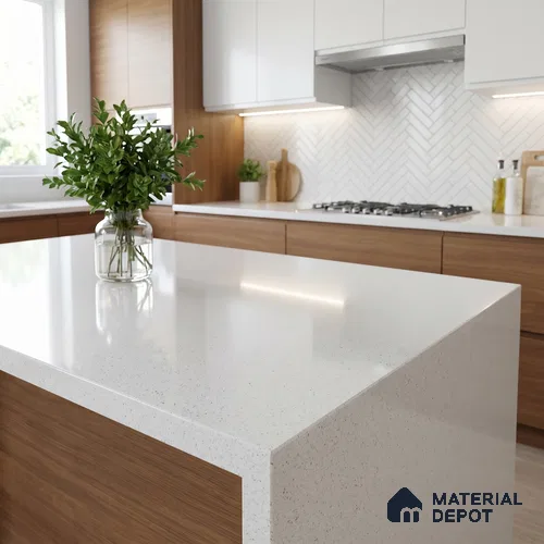 Belina Quartz QR 00362 B Frosted Stardust Jumbo Helsinki Series 10.83 ft x 5.41 ft Quartz - 20 mm | 10 Years and Replacement Warranty | Suitable for Kitchen, Restaurant, Counter Tops, Dining, Reception, office