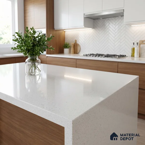 Belina Quartz QR 00362 B Frosted Stardust Jumbo Helsinki Series 10.83 ft x 5.41 ft Quartz - 20 mm | 10 Years and Replacement Warranty | Suitable for Kitchen, Restaurant, Counter Tops, Dining, Reception, office