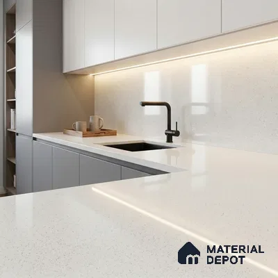 Belina Quartz QR 00362 Frosted Stardust Mini Jumbo Helsinki Series 10.53 ft x 4.79 ft Quartz - 20 mm | 10 Years and Replacement Warranty | Suitable for Kitchen, Restaurant, Counter Tops, Dining, Reception, office