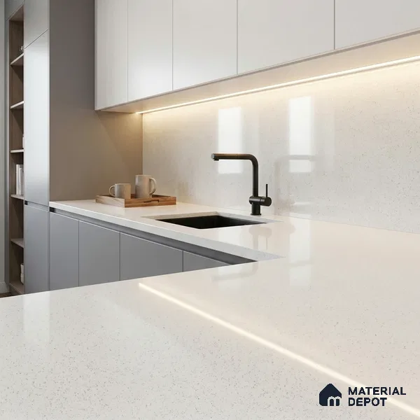 Belina Quartz QR 00362 Frosted Stardust Mini Jumbo Helsinki Series 10.53 ft x 4.79 ft Quartz - 20 mm | 10 Years and Replacement Warranty | Suitable for Kitchen, Restaurant, Counter Tops, Dining, Reception, office