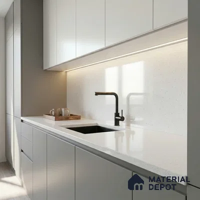 Belina Quartz QR 00363 Frosted Aurora Mini Jumbo Helsinki Series 10.53 ft x 4.79 ft Quartz - 20 mm | 10 Years and Replacement Warranty | Suitable for Kitchen, Restaurant, Counter Tops, Dining, Reception, office