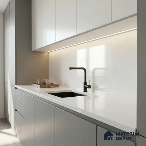 Belina Quartz QR 00363 Frosted Aurora Mini Jumbo Helsinki Series 10.53 ft x 4.79 ft Quartz - 20 mm | 10 Years and Replacement Warranty | Suitable for Kitchen, Restaurant, Counter Tops, Dining, Reception, office
