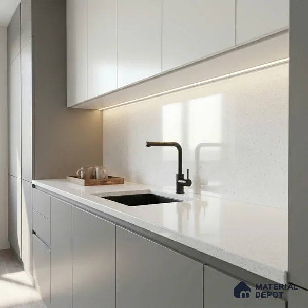 Belina Quartz QR 00363 Frosted Aurora Mini Jumbo Helsinki Series 10.53 ft x 4.79 ft Quartz - 20 mm | 10 Years and Replacement Warranty | Suitable for Kitchen, Restaurant, Counter Tops, Dining, Reception, office