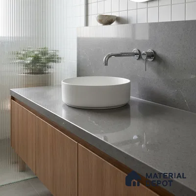 Belina Quartz QR 00364 B Meteorite Grey Jumbo Helsinki Series 10.83 ft x 5.41 ft Quartz - 20 mm | 10 Years and Replacement Warranty | Suitable for Kitchen, Restaurant, Counter Tops, Dining, Reception, office