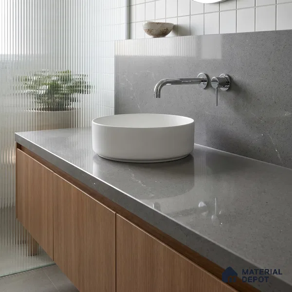 Belina Quartz QR 00364 B Meteorite Grey Jumbo Helsinki Series 10.83 ft x 5.41 ft Quartz - 20 mm | 10 Years and Replacement Warranty | Suitable for Kitchen, Restaurant, Counter Tops, Dining, Reception, office