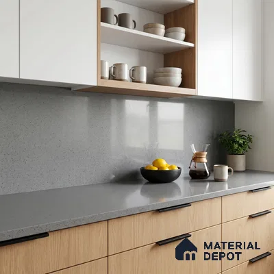 Belina Quartz QR 00364 B Meteorite Grey Jumbo Helsinki Series 10.83 ft x 5.41 ft Quartz - 20 mm | 10 Years and Replacement Warranty | Suitable for Kitchen, Restaurant, Counter Tops, Dining, Reception, office