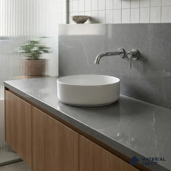 Belina Quartz QR 00364 Meteorite Grey Mini Jumbo Helsinki Series 10.53 ft x 4.79 ft Quartz - 20 mm | 10 Years and Replacement Warranty | Suitable for Kitchen, Restaurant, Counter Tops, Dining, Reception, office