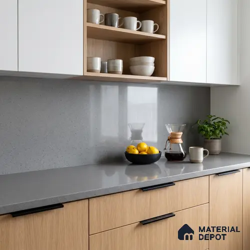 Belina Quartz QR 00364 Meteorite Grey Mini Jumbo Helsinki Series 10.53 ft x 4.79 ft Quartz - 20 mm | 10 Years and Replacement Warranty | Suitable for Kitchen, Restaurant, Counter Tops, Dining, Reception, office