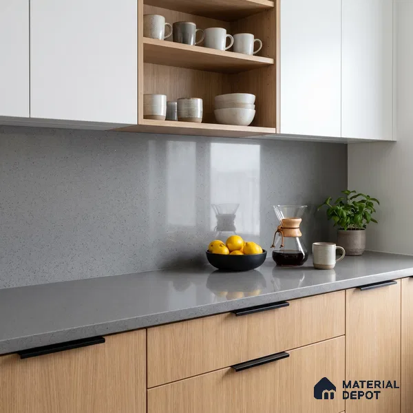 Belina Quartz QR 00364 Meteorite Grey Mini Jumbo Helsinki Series 10.53 ft x 4.79 ft Quartz - 20 mm | 10 Years and Replacement Warranty | Suitable for Kitchen, Restaurant, Counter Tops, Dining, Reception, office