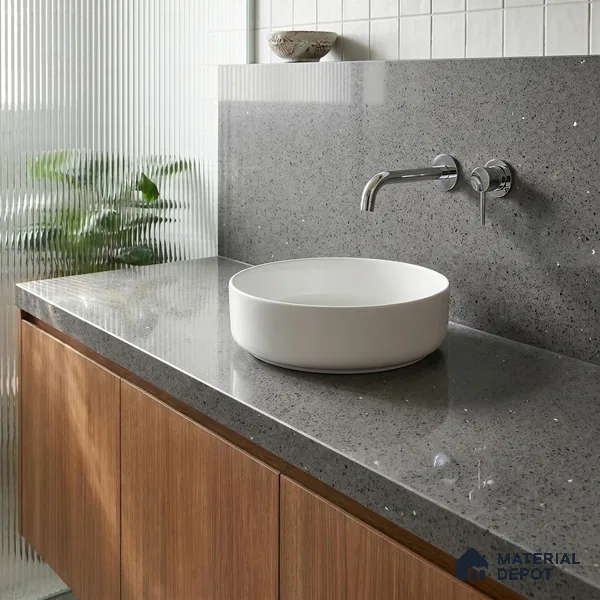 Belina Quartz QR 00365 B Graphite Shimmer Jumbo Helsinki Series 10.83 ft x 5.41 ft Quartz - 20 mm | 10 Years and Replacement Warranty | Suitable for Kitchen, Restaurant, Counter Tops, Dining, Reception, office