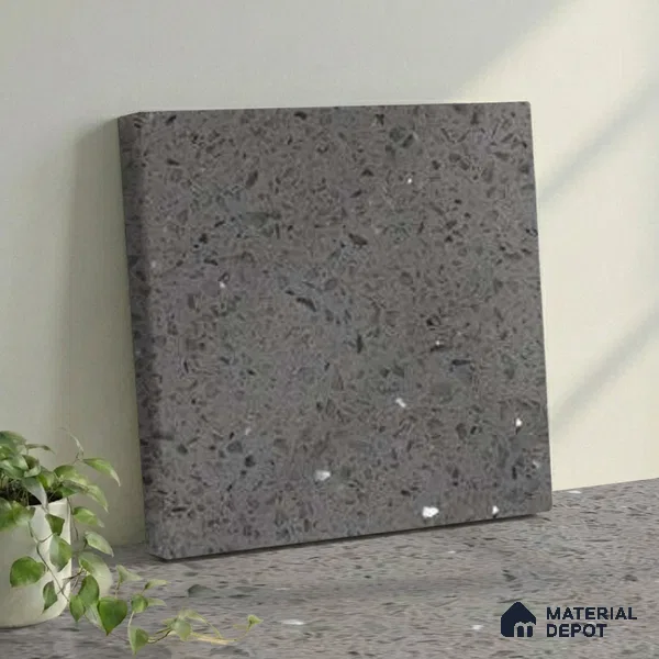 Belina Quartz QR 00365 B Graphite Shimmer Jumbo Helsinki Series 10.83 ft x 5.41 ft Quartz - 20 mm | 10 Years and Replacement Warranty | Suitable for Kitchen, Restaurant, Counter Tops, Dining, Reception, office