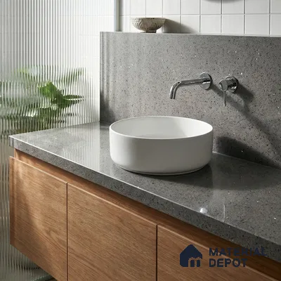 Belina Quartz QR 00365 Graphite Shimmer Mini Jumbo Helsinki Series 10.53 ft x 4.79 ft Quartz - 20 mm | 10 Years and Replacement Warranty | Suitable for Kitchen, Restaurant, Counter Tops, Dining, Reception, office