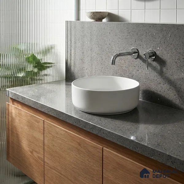 Belina Quartz QR 00365 Graphite Shimmer Mini Jumbo Helsinki Series 10.53 ft x 4.79 ft Quartz - 20 mm | 10 Years and Replacement Warranty | Suitable for Kitchen, Restaurant, Counter Tops, Dining, Reception, office
