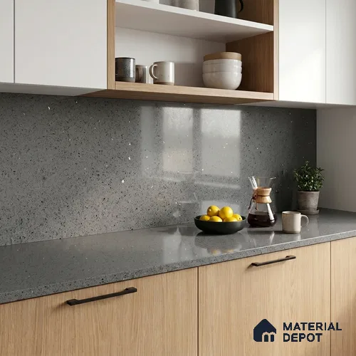 Belina Quartz QR 00365 Graphite Shimmer Mini Jumbo Helsinki Series 10.53 ft x 4.79 ft Quartz - 20 mm | 10 Years and Replacement Warranty | Suitable for Kitchen, Restaurant, Counter Tops, Dining, Reception, office
