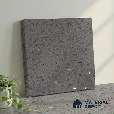 Belina Quartz QR 00365 Graphite Shimmer Mini Jumbo Helsinki Series 10.53 ft x 4.79 ft Quartz - 20 mm | 10 Years and Replacement Warranty | Suitable for Kitchen, Restaurant, Counter Tops, Dining, Reception, office