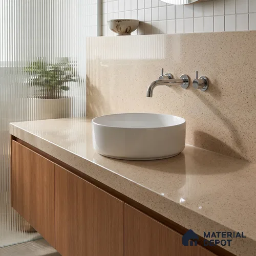 Belina Quartz QR 00366 Champagne Mist Mini Jumbo Helsinki Series 10.53 ft x 4.79 ft Quartz - 20 mm | 10 Years and Replacement Warranty | Suitable for Kitchen, Restaurant, Counter Tops, Dining, Reception, office