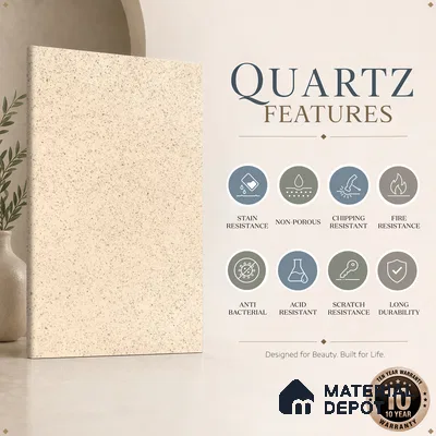 Belina Quartz QR 00366 Champagne Mist Mini Jumbo Helsinki Series 10.53 ft x 4.79 ft Quartz - 20 mm | 10 Years and Replacement Warranty | Suitable for Kitchen, Restaurant, Counter Tops, Dining, Reception, office