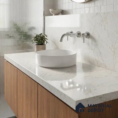 Belina Quartz QR 00376 Ivory Lattice Helsinki Series 11.42 ft x 6.59 ft Quartz - 20 mm | 10 Years and Replacement Warranty | Suitable for Kitchen, Restaurant, Counter Tops, Dining, Reception, office