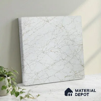 Belina Quartz QR 00376 Ivory Lattice Helsinki Series 11.42 ft x 6.59 ft Quartz - 20 mm | 10 Years and Replacement Warranty | Suitable for Kitchen, Restaurant, Counter Tops, Dining, Reception, office