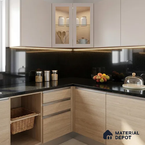 Belina Quartz QR 00370 Shadow Grey Value Series 10.5 ft x 5.25 ft Quartz - 20 mm | 5 Years Warranty | Suitable for Kitchen, Restaurant, Counter Tops, Dining, Reception, office