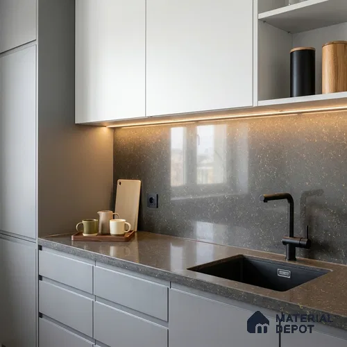 Belina Quartz QR 00376 Galaxy Golden Helsinki Series 10.5 ft x 5.35 ft Quartz - 20 mm | 10 Years and Replacement Warranty | Suitable for Kitchen, Restaurant, Counter Tops, Dining, Reception, office