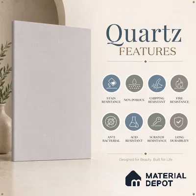 Belina Quartz QR 00378 Rose Dune Value Series 10.5 ft x 5.25 ft Quartz - 20 mm | 5 Years Warranty | Suitable for Kitchen, Restaurant, Counter Tops, Dining, Reception, office