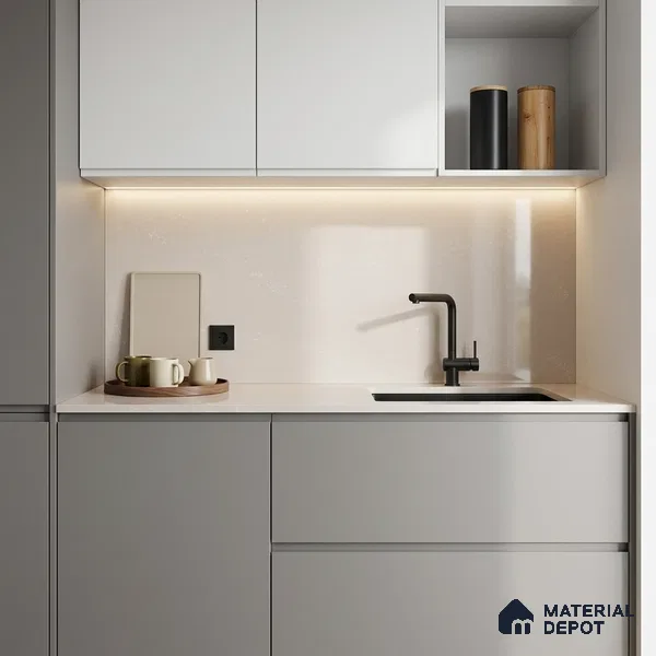 Belina Quartz QR 00378 Rose Dune Value Series 10.5 ft x 5.25 ft Quartz - 20 mm | 5 Years Warranty | Suitable for Kitchen, Restaurant, Counter Tops, Dining, Reception, office