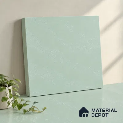 Belina Quartz QR 00379 Celadon Mist Value Series 10.5 ft x 5.25 ft Quartz - 20 mm | 5 Years Warranty | Suitable for Kitchen, Restaurant, Counter Tops, Dining, Reception, office