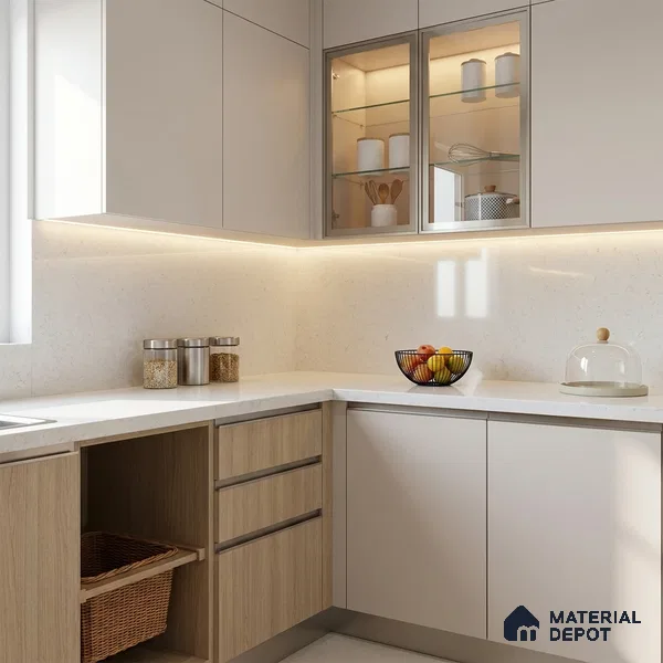 Belina Quartz QR 00380 Silver Haven Helsinki Series 10.5 ft x 5.35 ft Quartz - 20 mm | 10 Years and Replacement Warranty | Suitable for Kitchen, Restaurant, Counter Tops, Dining, Reception, office