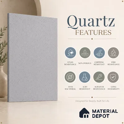 Belina Quartz QR 00381 Imperial Aurelia Helsinki Series 10.5 ft x 5.35 ft Quartz - 20 mm | 10 Years and Replacement Warranty | Suitable for Kitchen, Restaurant, Counter Tops, Dining, Reception, office