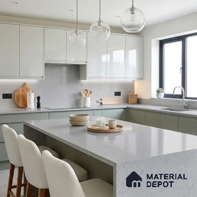 Belina Quartz QR 00381 Imperial Aurelia Helsinki Series 10.5 ft x 5.35 ft Quartz - 20 mm | 10 Years and Replacement Warranty | Suitable for Kitchen, Restaurant, Counter Tops, Dining, Reception, office