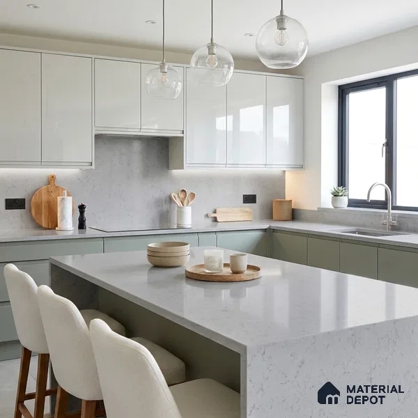 Belina Quartz QR 00381 Imperial Aurelia Helsinki Series 10.5 ft x 5.35 ft Quartz - 20 mm | 10 Years and Replacement Warranty | Suitable for Kitchen, Restaurant, Counter Tops, Dining, Reception, office