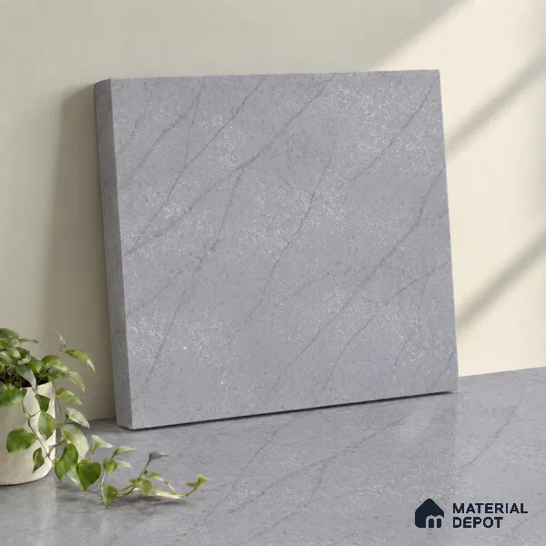 Belina Quartz QR 00382 Nimbus Ash Helsinki Series 10.5 ft x 5.35 ft Quartz - 20 mm | 10 Years and Replacement Warranty | Suitable for Kitchen, Restaurant, Counter Tops, Dining, Reception, office