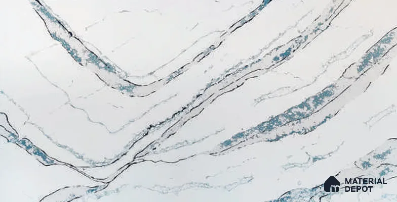 Belina Quartz QR 00385 Montana Blue Helsinki Series 11.5 ft x 6.5 ft Quartz - 20 mm | 10 Years and Replacement Warranty | Suitable for Kitchen, Restaurant, Counter Tops, Dining, Reception, office