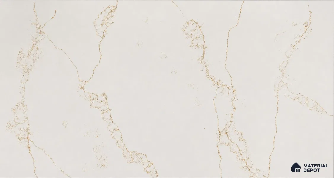 Belina Quartz QR 00390 Silva Acosta Gold Helsinki Series 11.5 ft x 6.5 ft Quartz - 20 mm | 10 Years and Replacement Warranty | Suitable for Kitchen, Restaurant, Counter Tops, Dining, Reception, office
