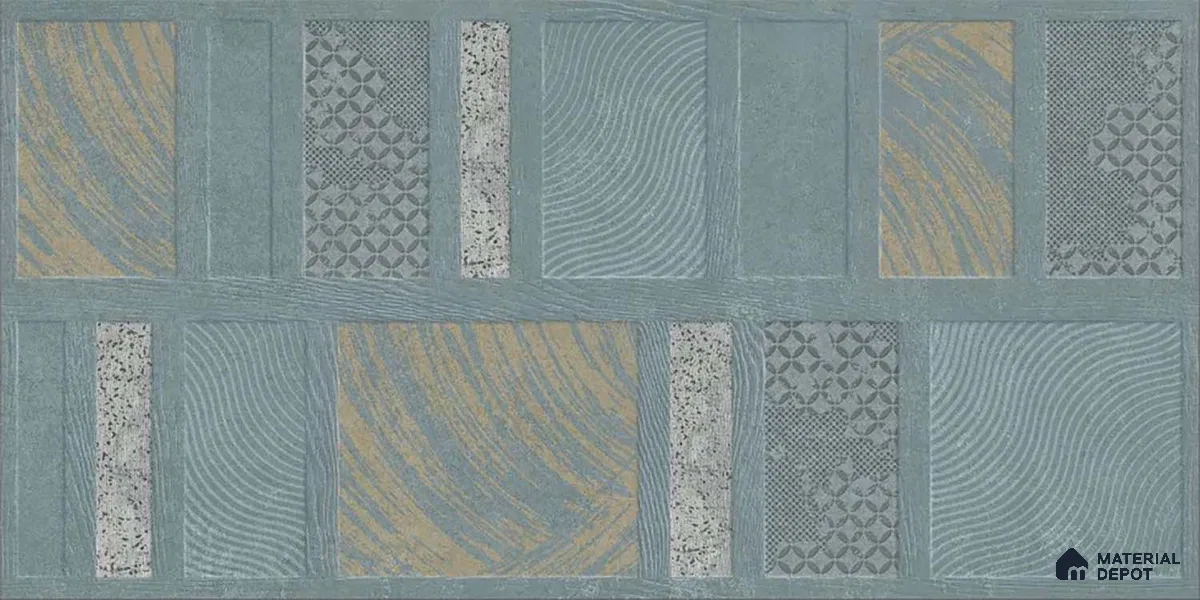 TL 01202 A Quanto Aqua HL 1 600x300 mm Ceramic Bathroom Wall Tile - 8 mm (Sample)